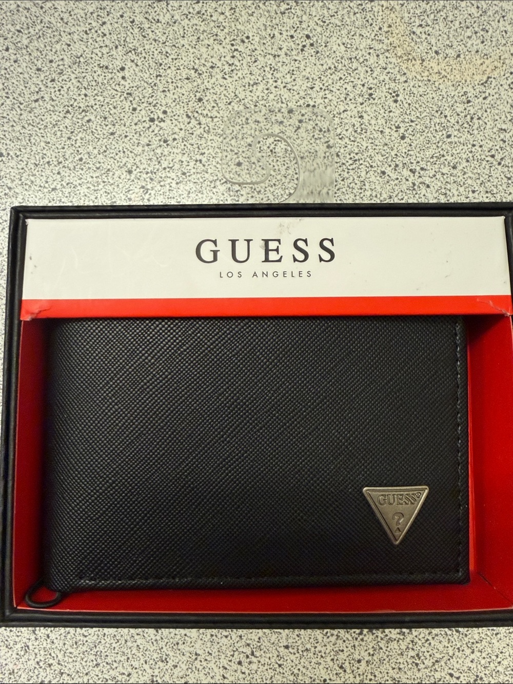 GUESS Black Men's Card & Key Wallet with Triangle Logo